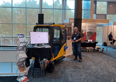 Enhanced indoor air quality demonstration booth at a trade show with BreatheSafe portable air purification equipment for respiratory protection and cleaner air solutions Australia-wide.