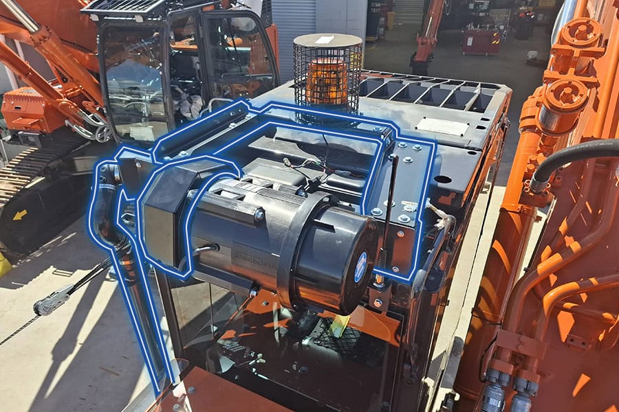 BreatheSafe installation on a Hitachi ZX490LCH-7 excavator