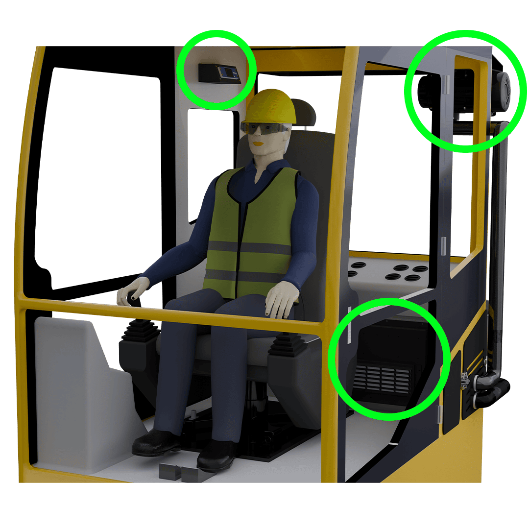 Protective safety training simulator with VR headset, safety harness, and real-life control panel for occupational health and safety education in Australian workplaces.