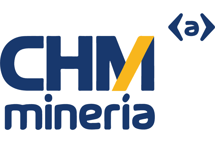 CHM Mineria logo featuring a stylised check mark in yellow, representing quality and safety in mining operations.