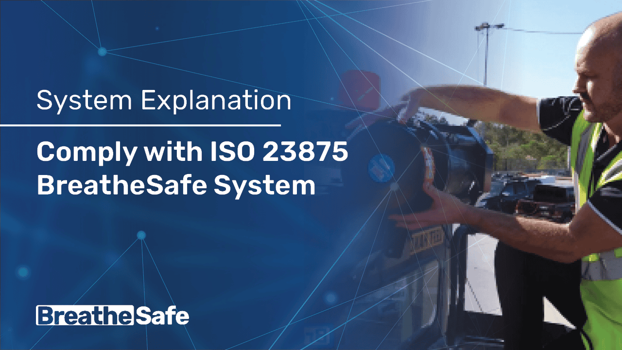 Worker demonstrating BreatheSafe system for compliance with ISO 23875 in an outdoor environment.