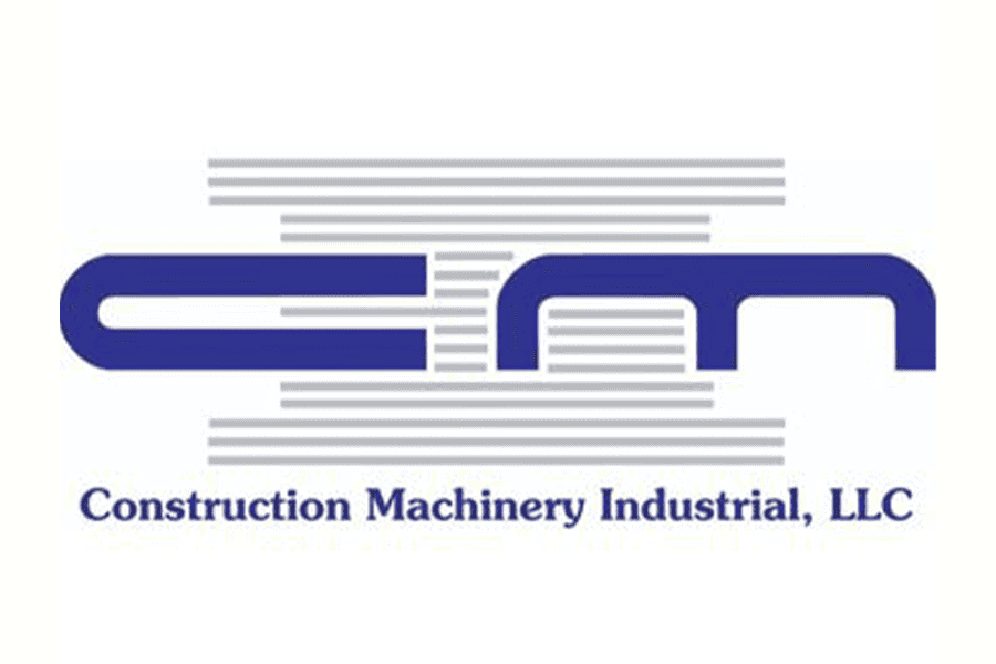 Logo of Construction Machinery Industrial, LLC featuring stylized initials "CM" in blue and "I" with grey lines, representing construction and industrial equipment.