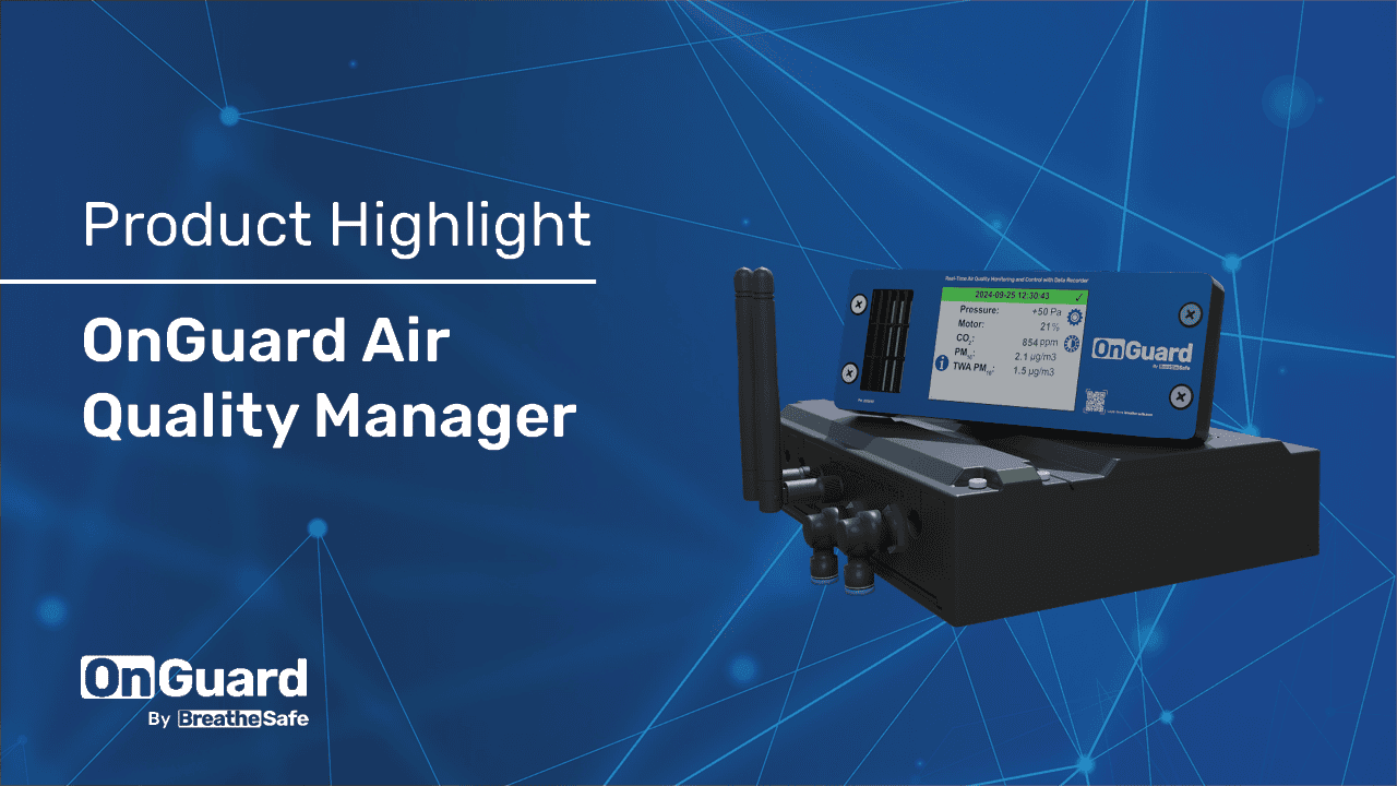 OnGuard Air Quality Manager device for monitoring indoor air quality, essential for occupational health and safety.